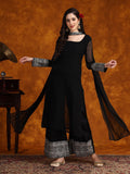 Sangria Embroidery Georgette Kurta Palazzo With Dupatta Set - Distacart