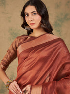 Sangria Woven Design Organza Sarees - Distacart