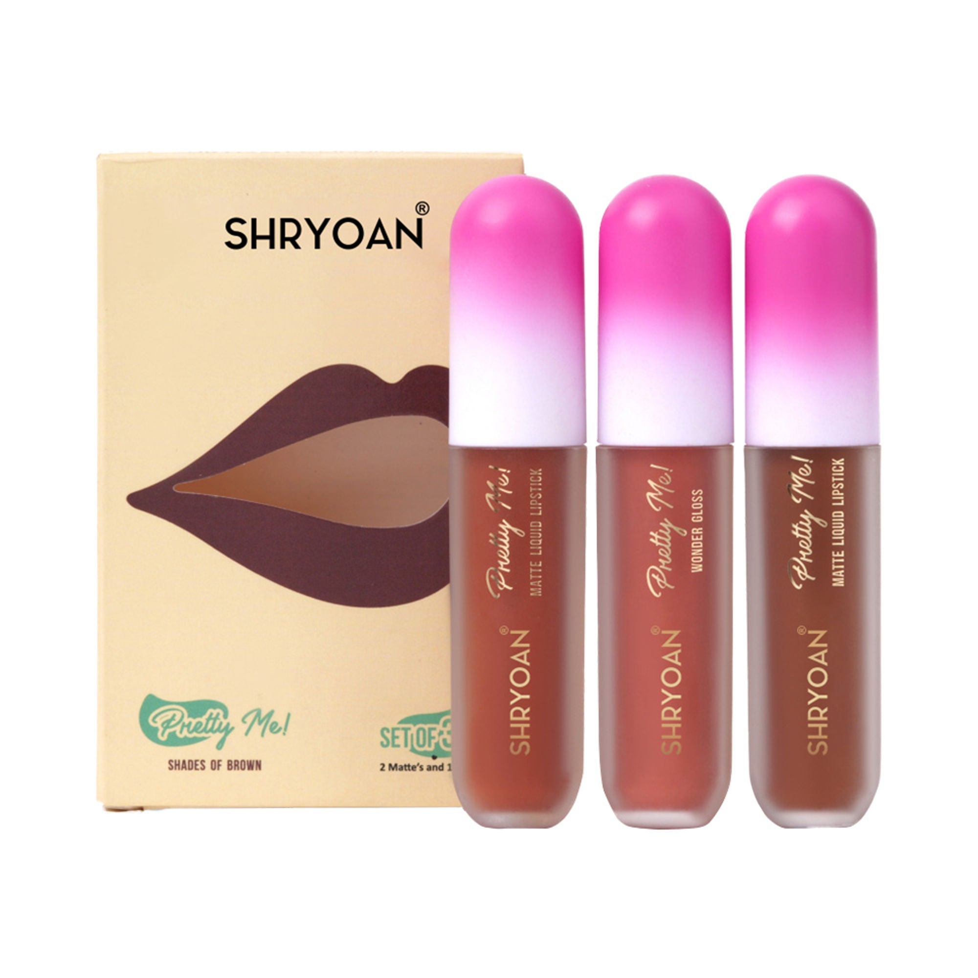 Shryoan Pretty Me! Liquid Matte Lipsticks & Lip Gloss - Brown