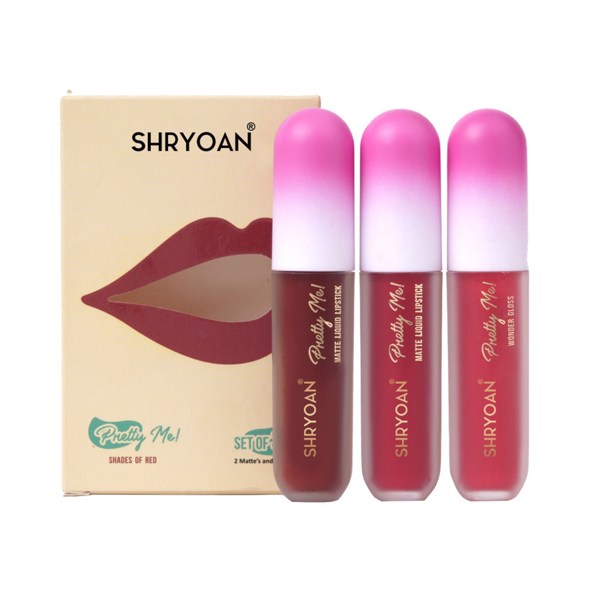 Shryoan Pretty Me! Liquid Matte Lipsticks & Lip Gloss - Red