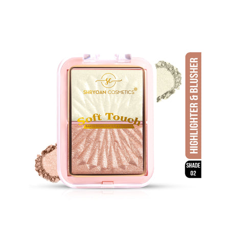 Shryoan Soft Touch Baked Shimmery Finish Highlighter & Blush Palette - 2
