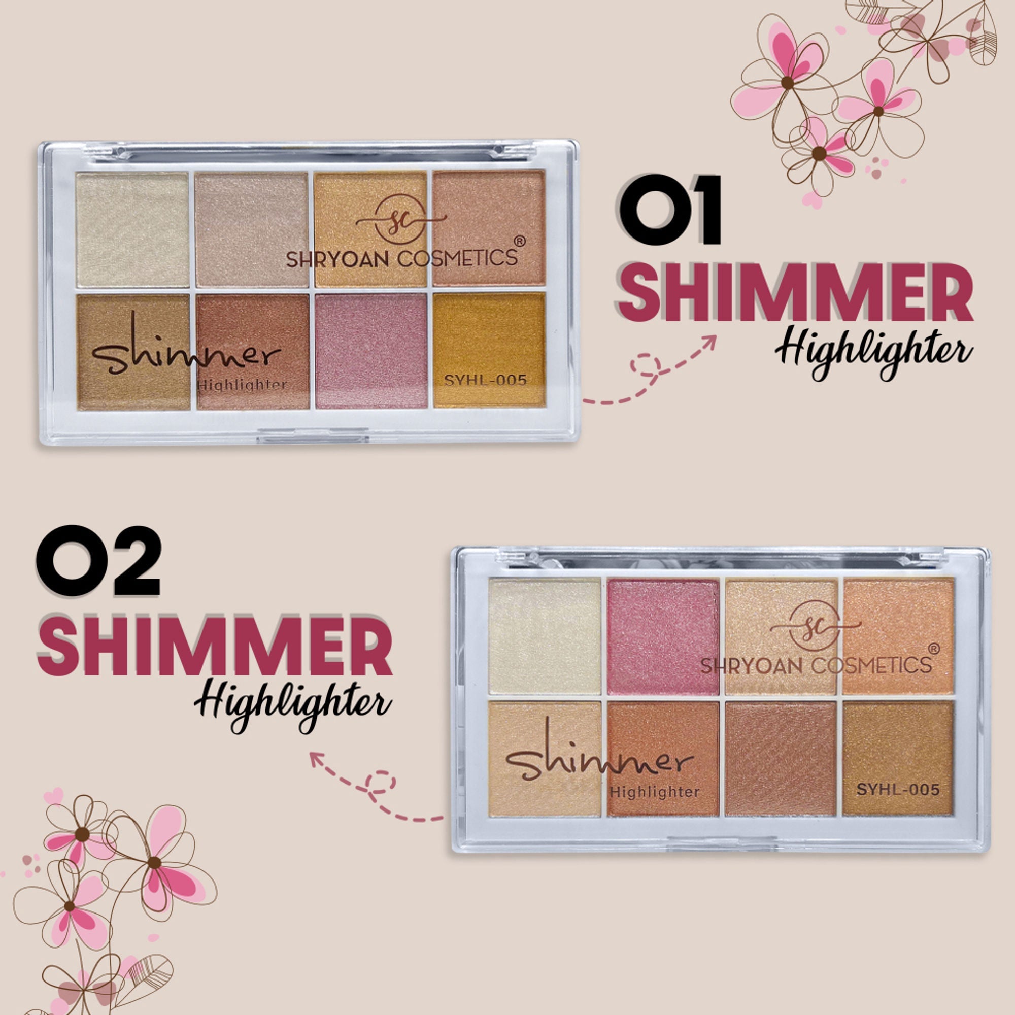 Shryoan Shimmer Highlighter Powder - Multicolored - 1
