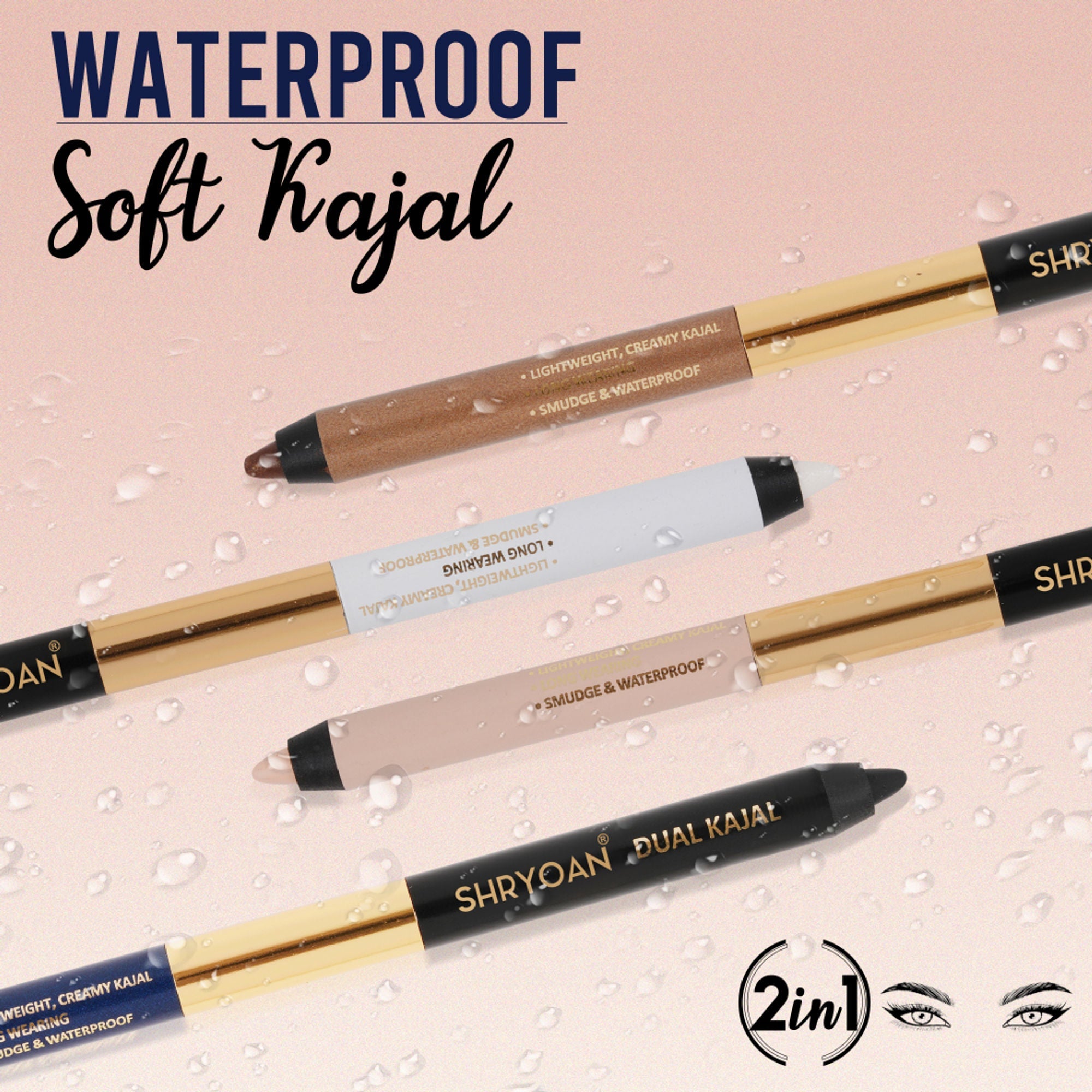 Shryoan Shimmery Dual Kajal with Sharpener - Black-Brown - Black-blue - Distacart