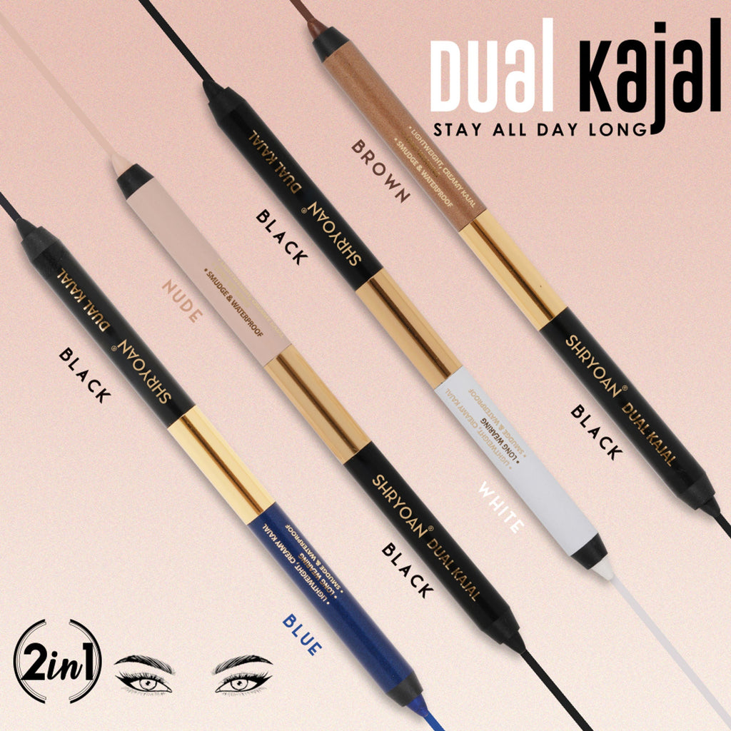 Shryoan Shimmery Dual Kajal with Sharpener - Black-Brown - Black-blue - Distacart
