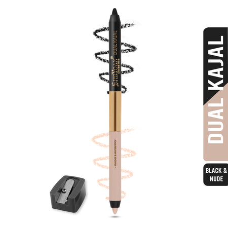 Shryoan Shimmery Dual Kajal with Sharpener - Black-Brown - Black-nude