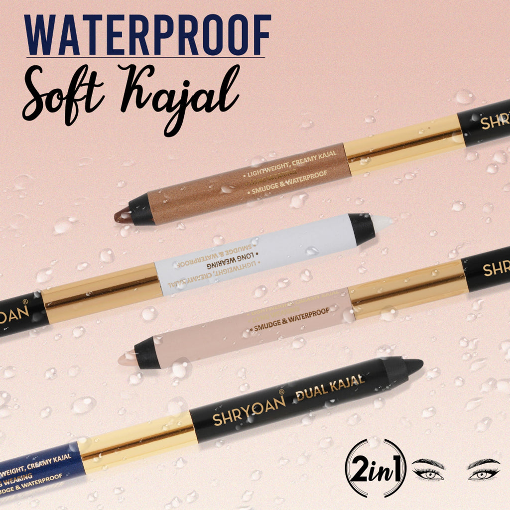 Shryoan Shimmery Dual Kajal with Sharpener - Black-Brown - Black-nude