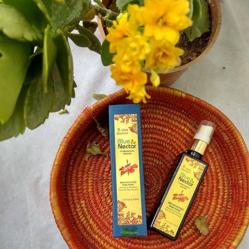 Blue Nectar Briganantadi Hair Tonic with Almond Rosemary Oil for Hair Growth 100 ml