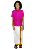 Sethukrishna Boys Pink Shirt With Dhoti