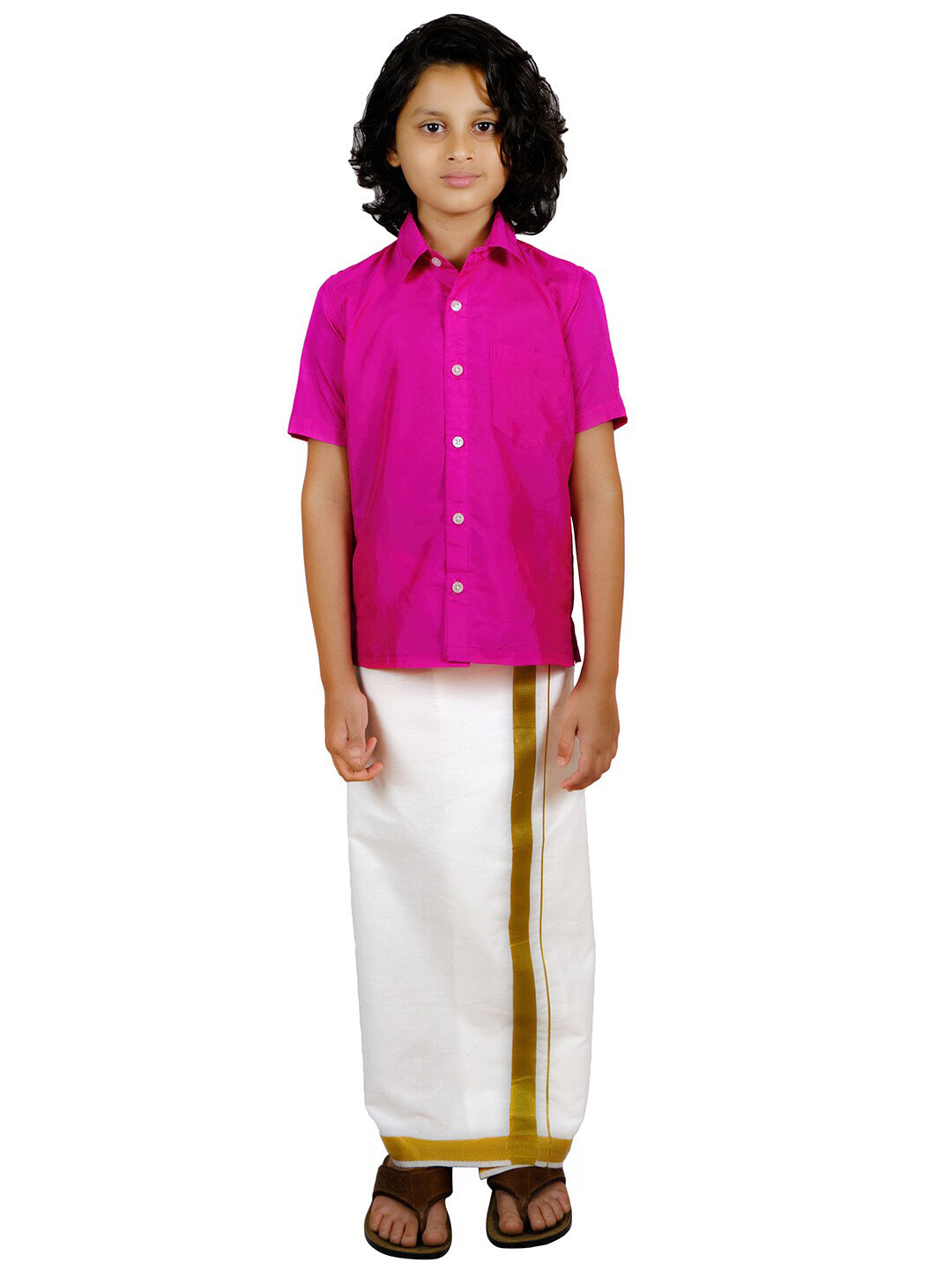 Sethukrishna Boys Pink Shirt With Dhoti