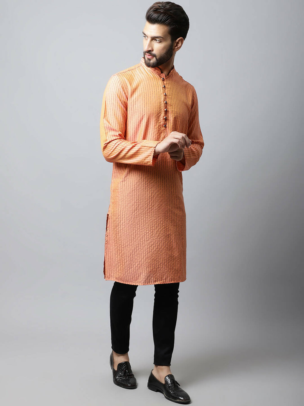 Even Apparels Red Color Pure Cotton Men's Kurta With Side Placket (STR1199) - Distacart