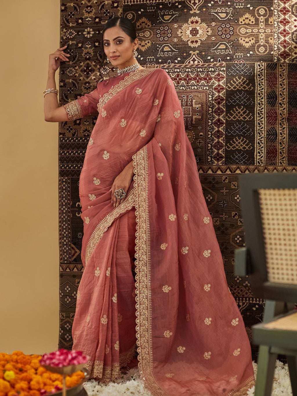kasee Embellished Zardozi Silk Blend Saree