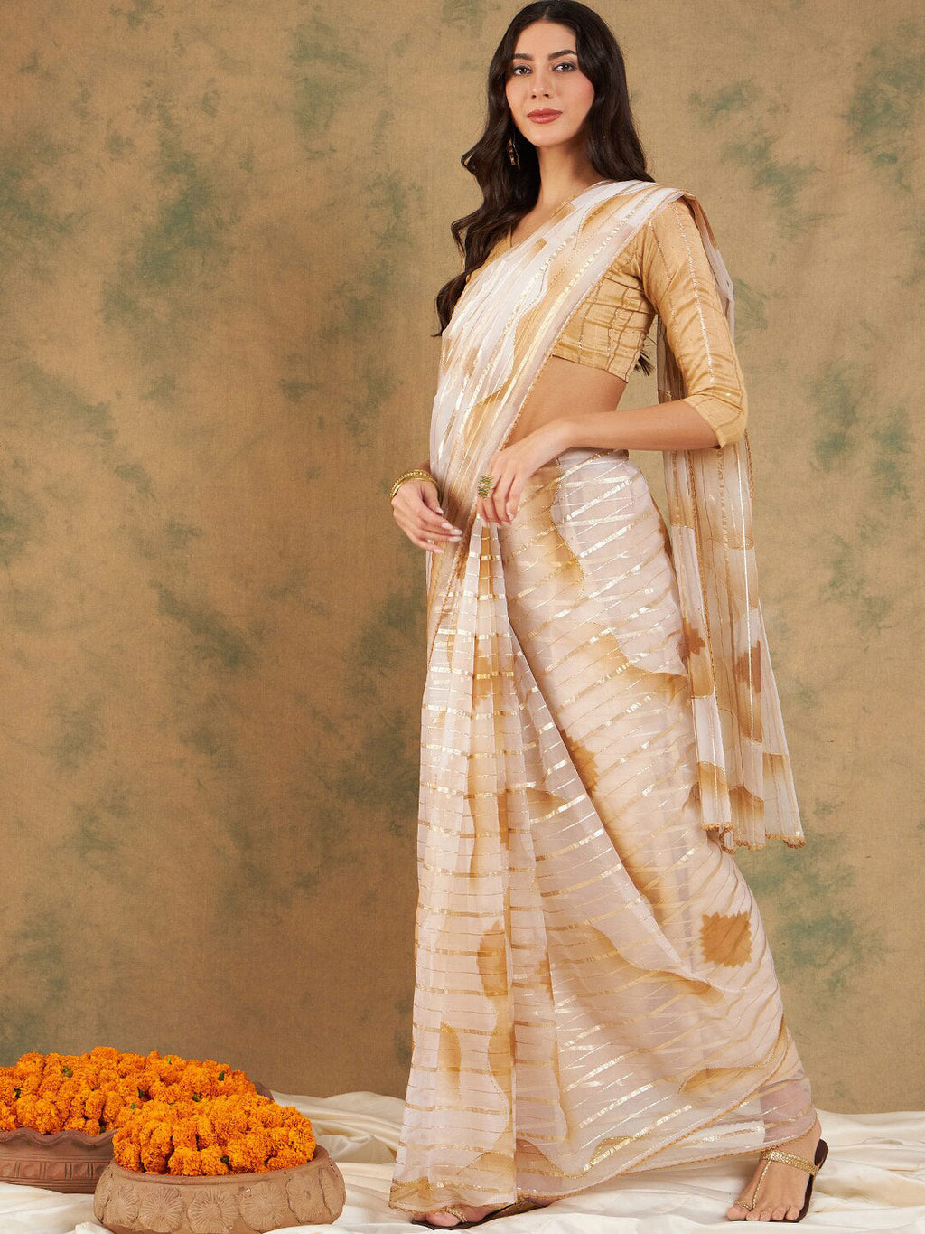 Sangria Woven Design Organza Sarees - Distacart