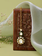Ruby Raang Gold Polished White Kundan Maang Tikka - Distacart