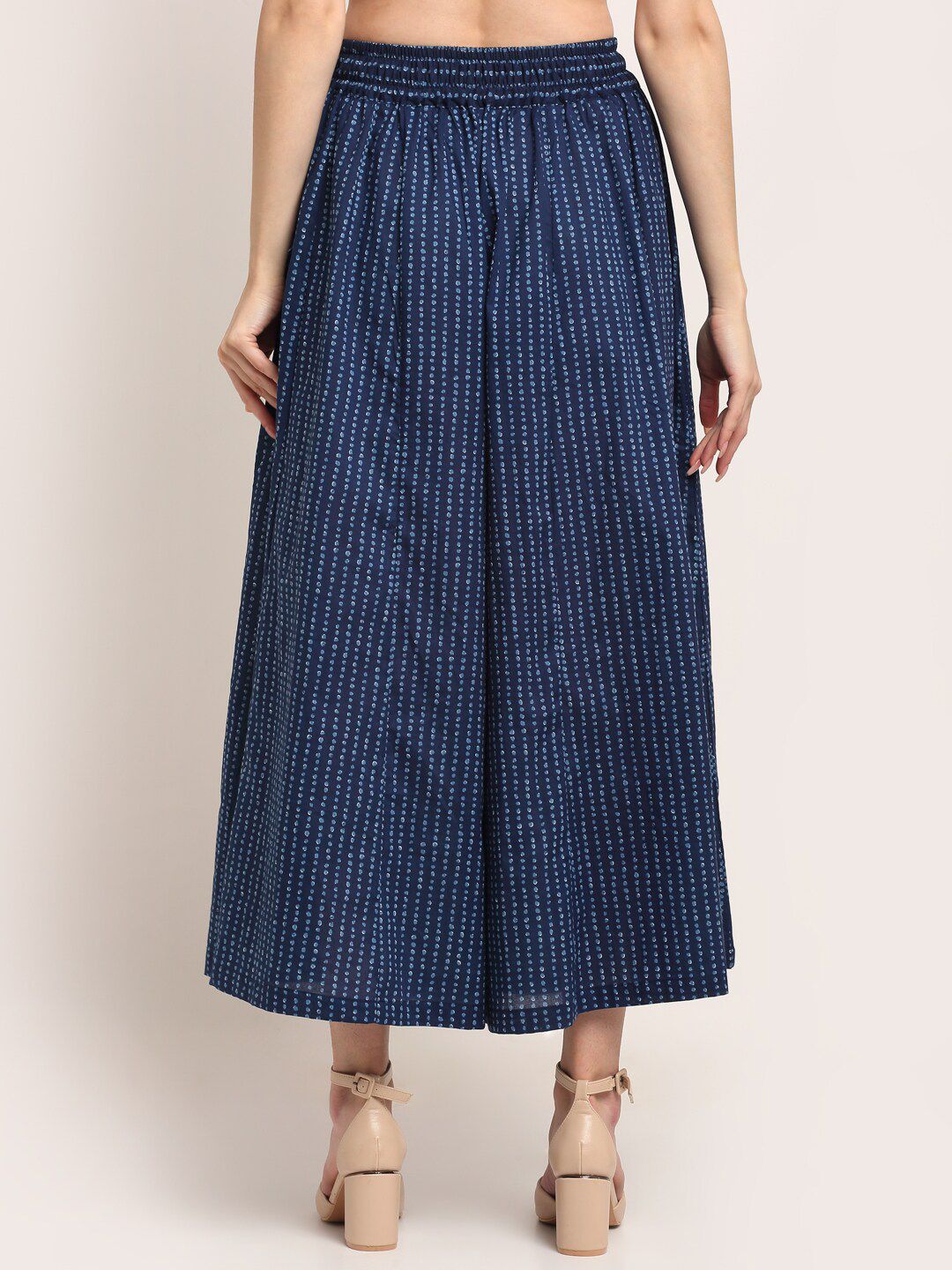 TAG 7 Women Cotton Polka Dot Printed Flared Palazzos