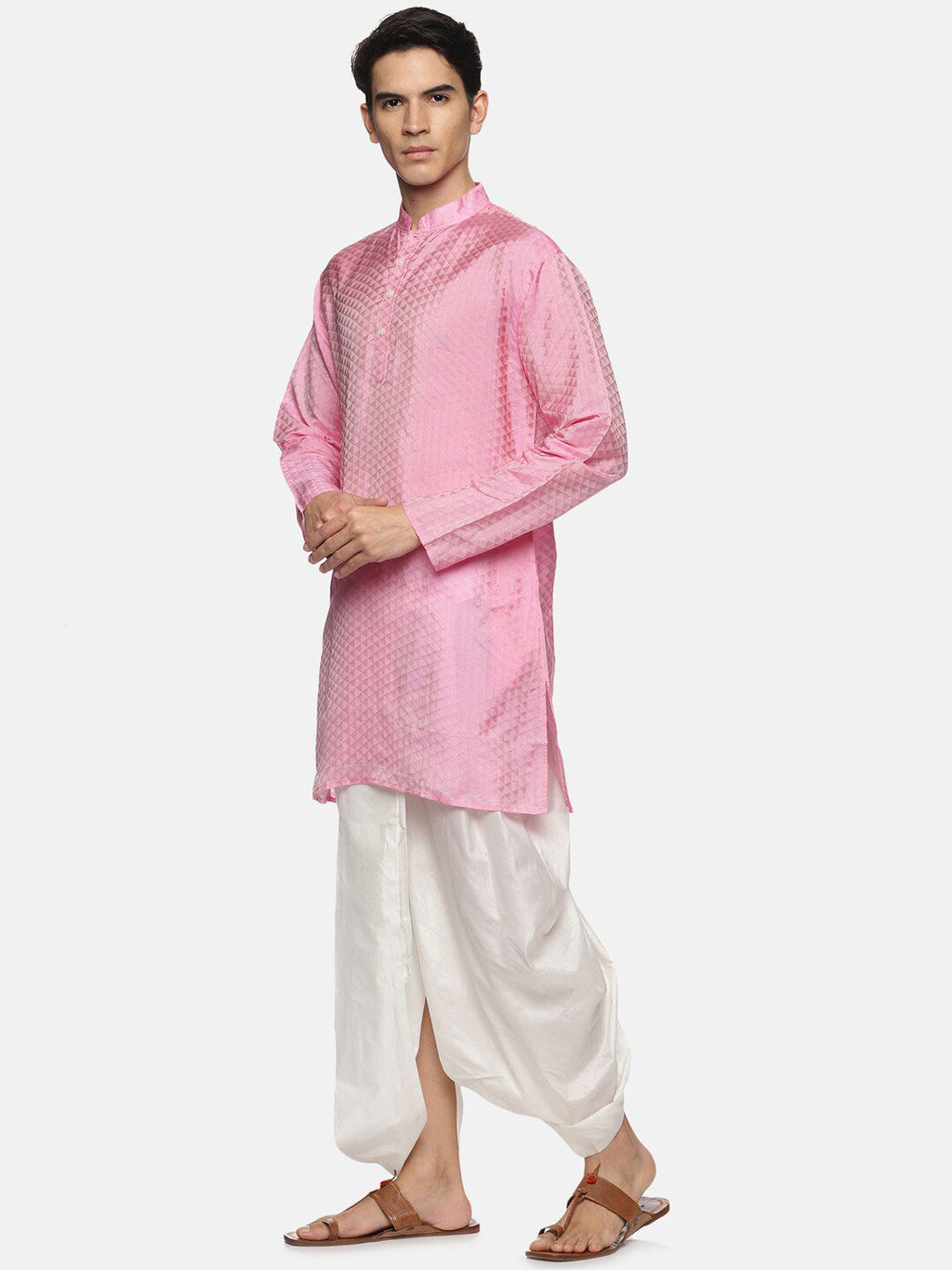 Sethukrishna Men Pink Kurta with Dhoti Pants - Distacart