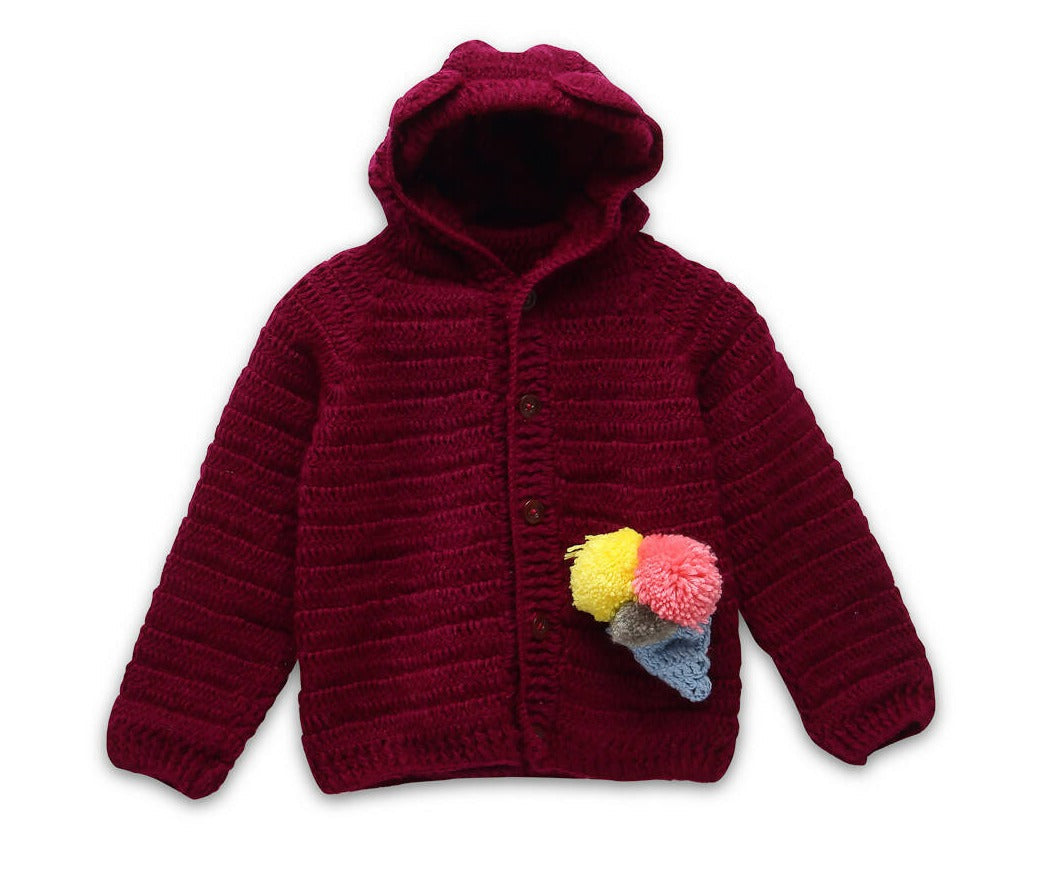 Chutput Kids Maroon Coloured Solid Pullover Sweater