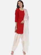 Souchii White Woven Design Patiala - Distacart