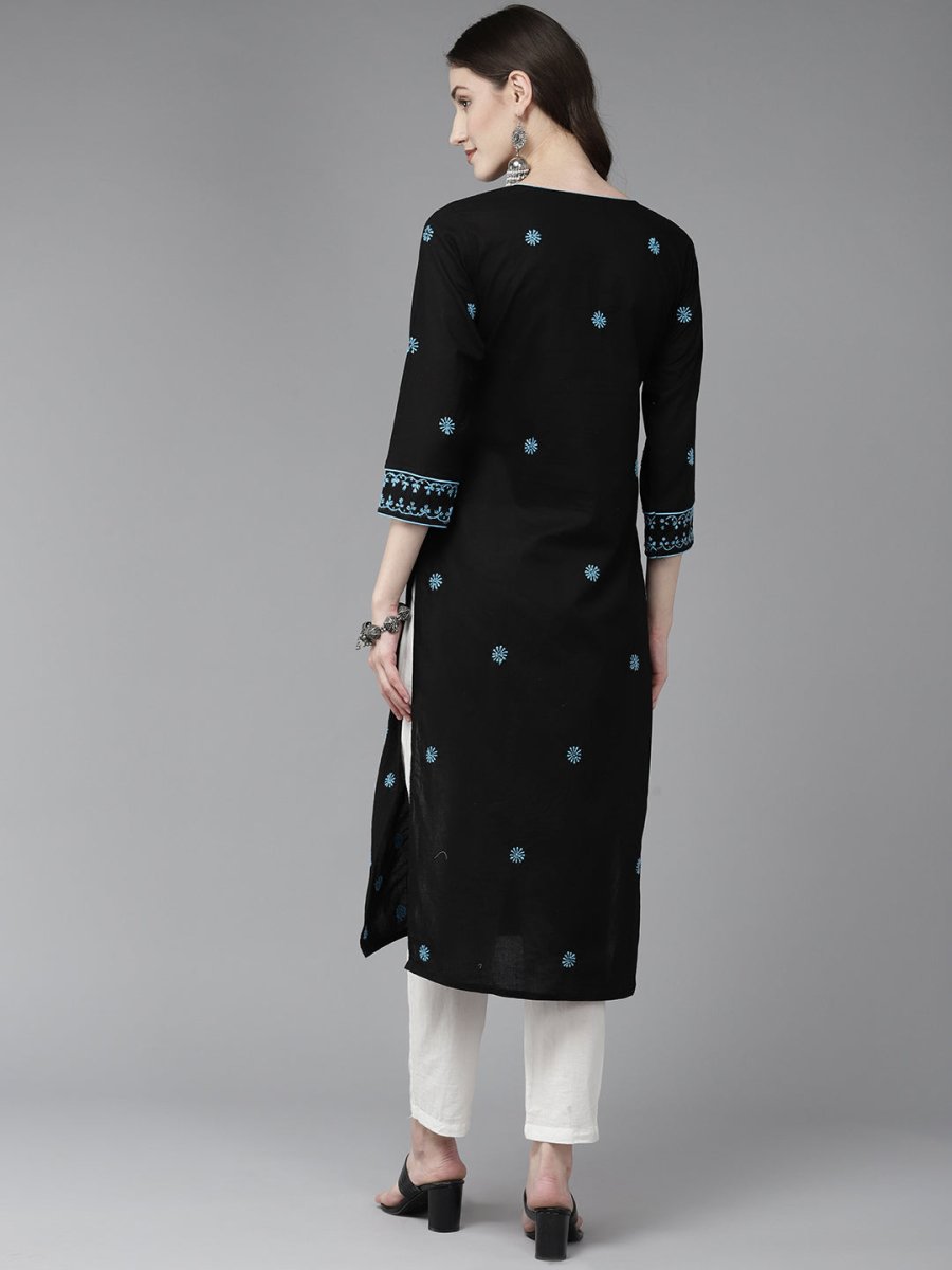 ADA Women Floral Embroidered Cotton Chikankari Kurta