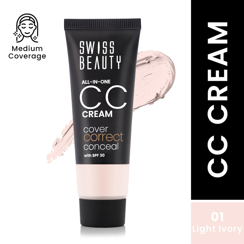 Swiss Beauty All-In-One CC Cream Cover Correct & Conceal - 01 Light Ivory