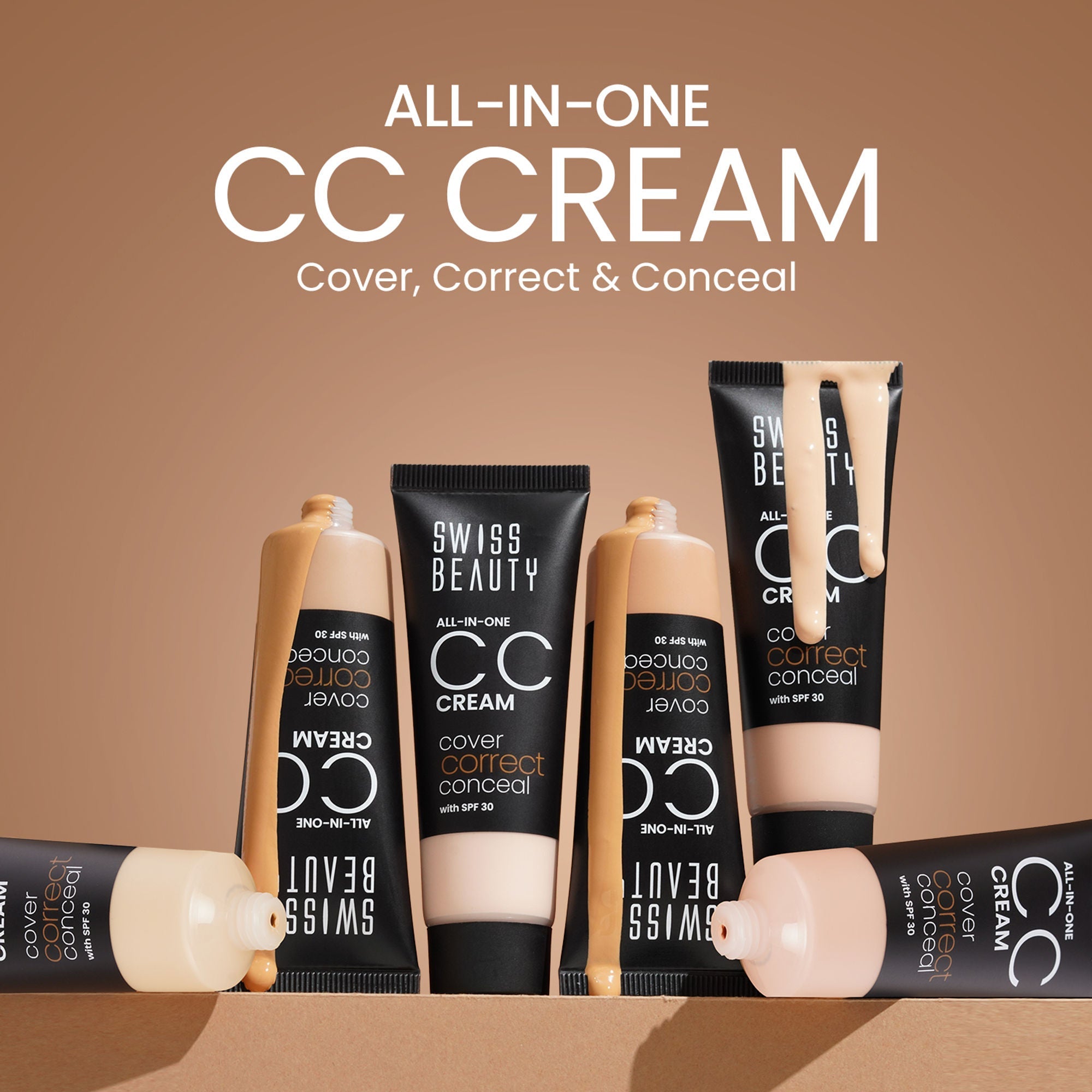 Swiss Beauty All-In-One CC Cream Cover Correct & Conceal - 01 Light Ivory - Distacart