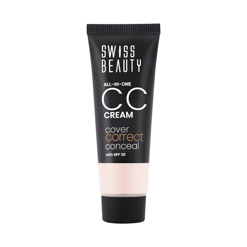 Swiss Beauty All-In-One CC Cream Cover Correct & Conceal - 01 Light Ivory - Distacart
