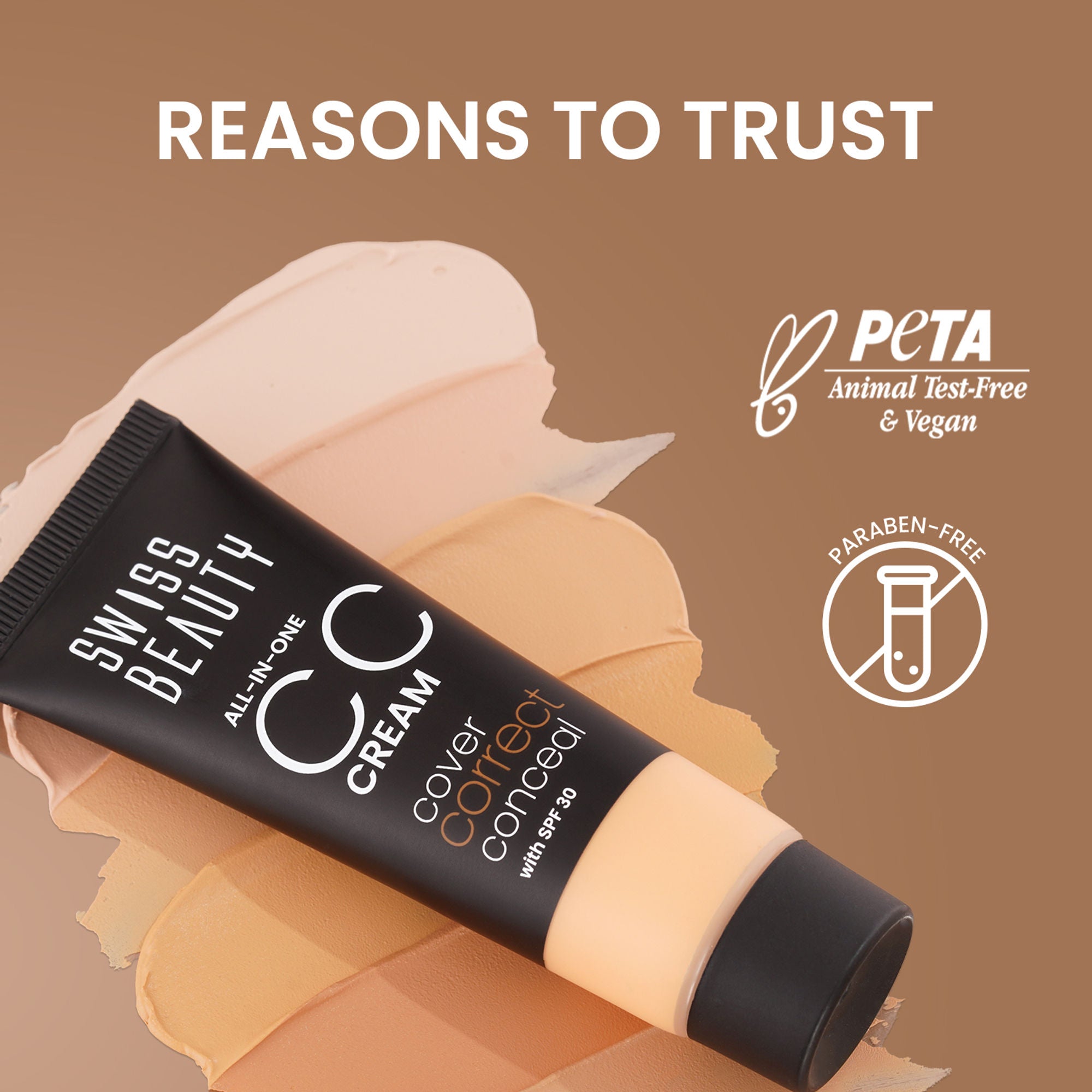 Swiss Beauty All-In-One CC Cream Cover Correct & Conceal - 02 Soft Ivory - Distacart