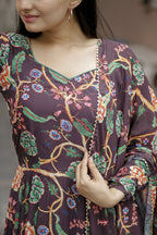 Aayaa Designer Printed Georgette Full Flare Gown With Dupatta - Multi Color - Distacart