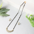 AanyaCentric Gold-Polished Mangalsutra with Pendant, 2 Pair Earrings