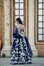 Jyoti Fashion Women's Navy Blue Kasturi Silk Georgette Rainbow Sequins with Dori Embroidered Designer Lehenga Choli Set
