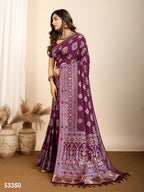 Wine Soft Silk Woven Meenakari Designer Saree - Vedanti
