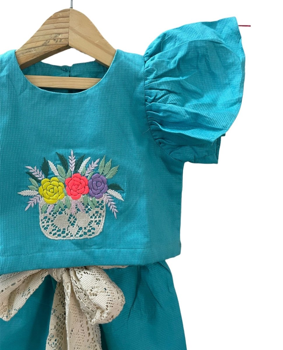 ArthLife Blue Flower Embroidered Co-Ord Set