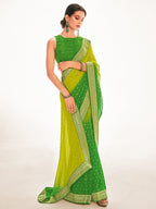 Saree Mall Green & Yellow Ethnic Motifs Embroidered Silk Blend Mangalagiri Sarees