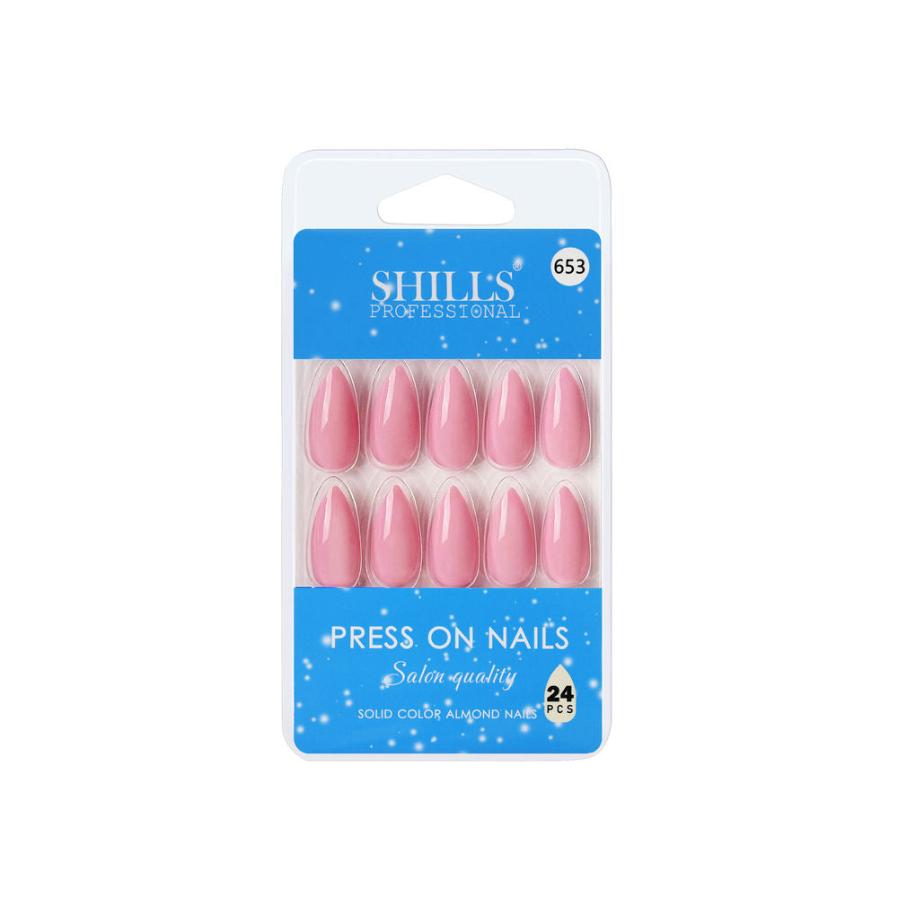 shills professional reusable press on nails almond spn653