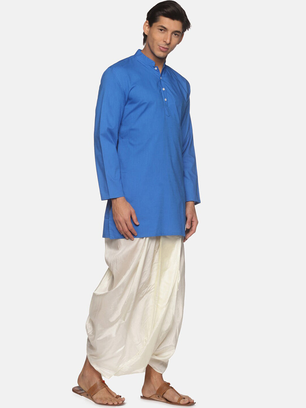 Sethukrishna Men Blue Pure Cotton Kurta with Dhoti Pants - Distacart