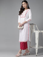 ADA Ethnic Motifs Chikankari Embroidered Floral Kurta