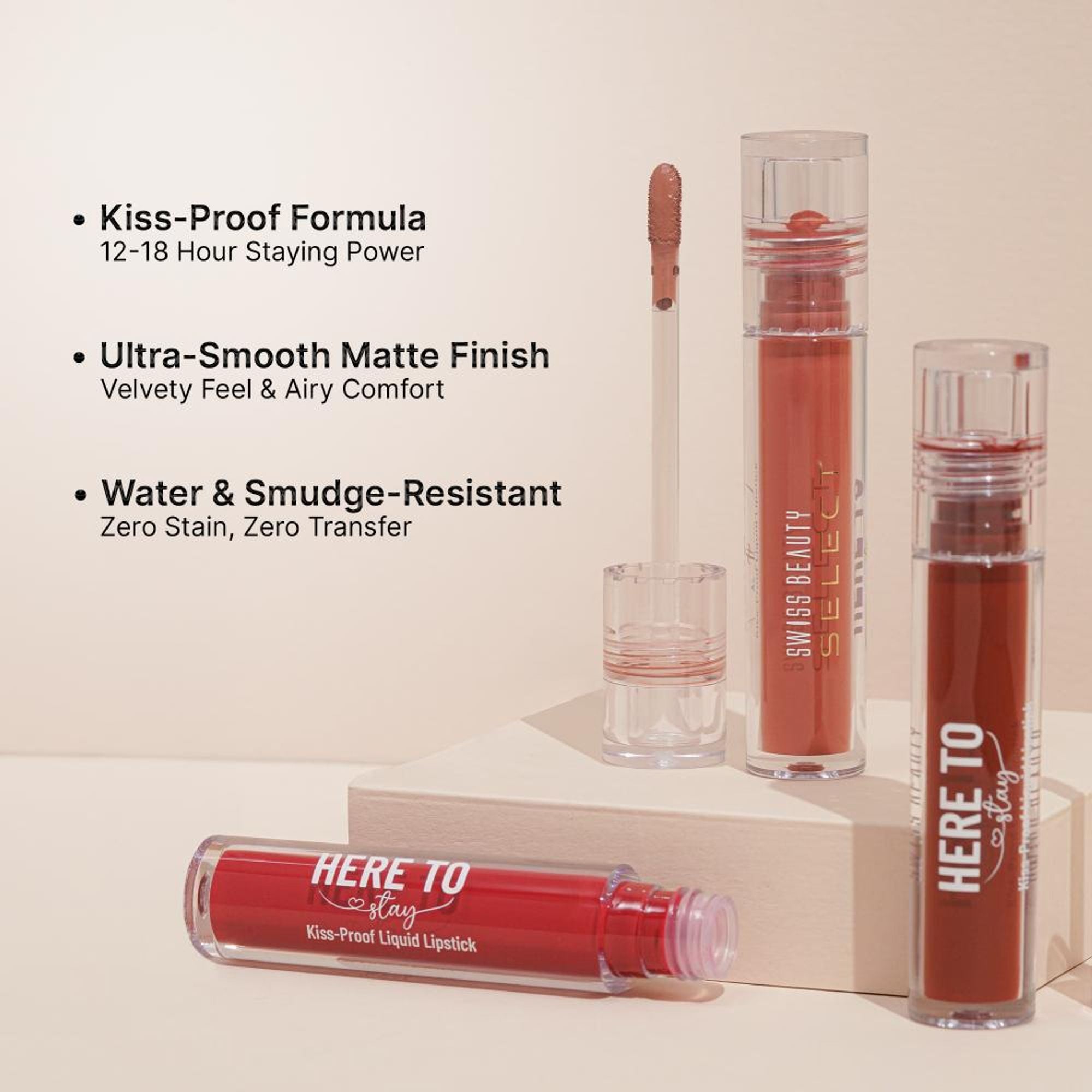 Swiss Beauty Select Here To Stay Kiss Proof Liquid Matte Lipstick With Vitamin E - 17 Ruby Flame - Distacart