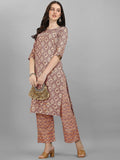 HERE&NOW Women Orange Ethnic Motifs Printed Kurta With Palazzos