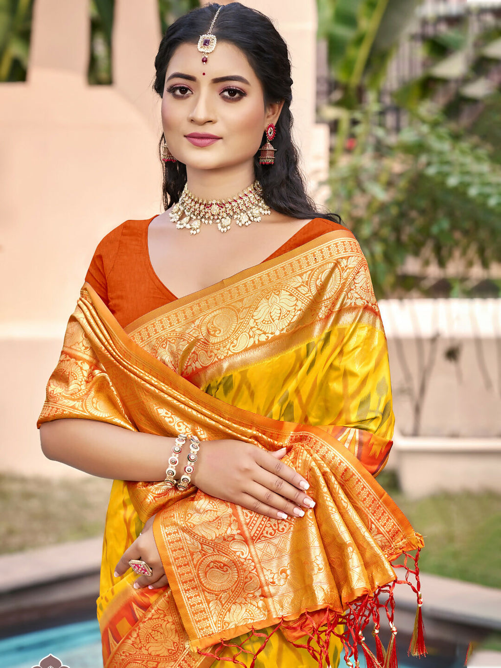 Shree Shyam Fashion Yellow Pochampally Silk Saree - Distacart