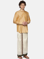 Sethukrishna Men Off White Solid Art Silk Dhotis - Distacart