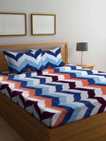 Arrabi Multicoloured Ethnic Motifs 300 TC Super King Bedsheet with 2 Pillow Covers