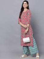 HERE&NOW Women Maroon Printed Kurta With Palazzos