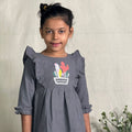 ArthLife Grey Cactus Embroidered Dress