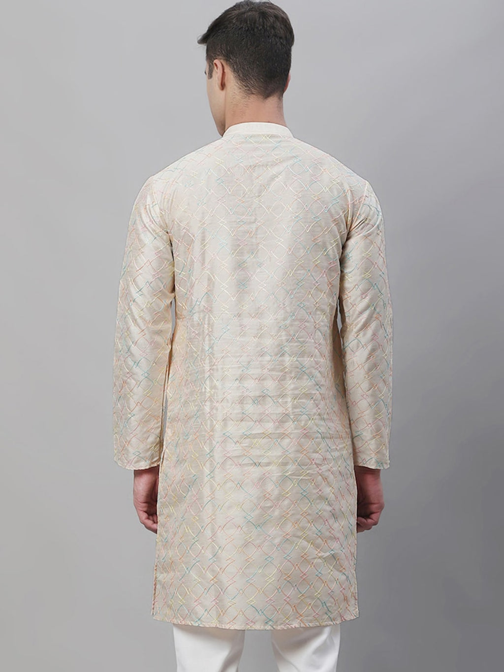 Sojanya Band Collar Embroidered Cotton Silk Kurta