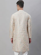Sojanya Band Collar Embroidered Cotton Silk Kurta