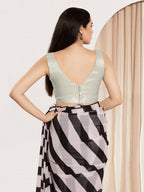 Joban Fashion Silver Mulberry Silk Padded Blouse With Sweetheart Neck Sleeveless - Distacart