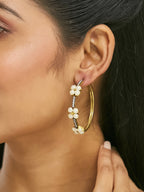 Nuyug 22K Gold-Plated Elegant Pearl Beaded Circular Hoop Earrings - Distacart