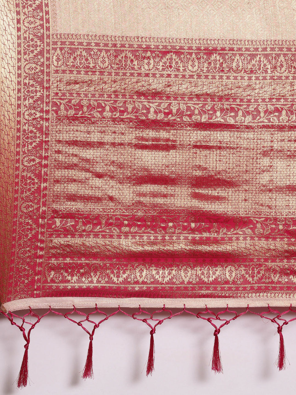 Saree Mall Peach-Coloured Ethnic Motifs Zari Silk Blend Banarasi Saree - Distacart