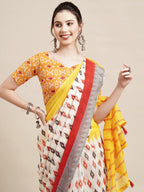 Saree Mall Off White & Red Pure Cotton Saree - Distacart