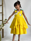 ArthLife Yellow Pepa Rainbow Partywear Dress