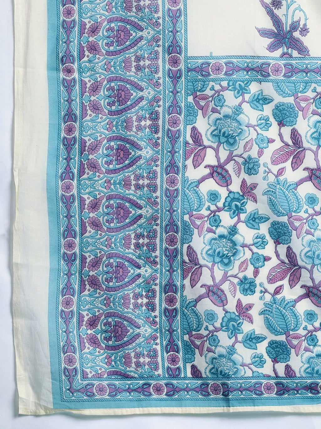 Indo Era Floral Printed Regular Pure Cotton Kurta with Trousers & Dupatta - Distacart